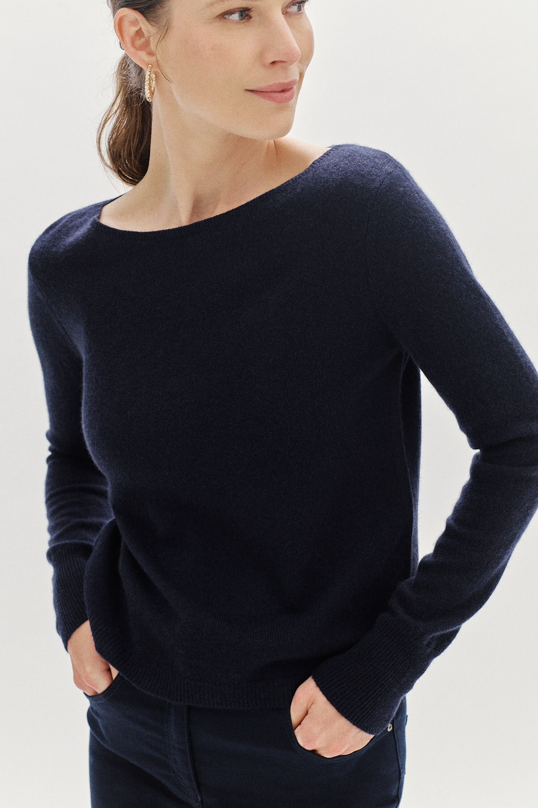 pull zofia lurex 100% cachemire bleu petrole femme