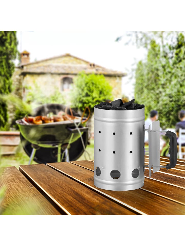 relaxdays Anzündkamin in Silber - (H)27 x Ø 16 cm günstig kaufen onesize