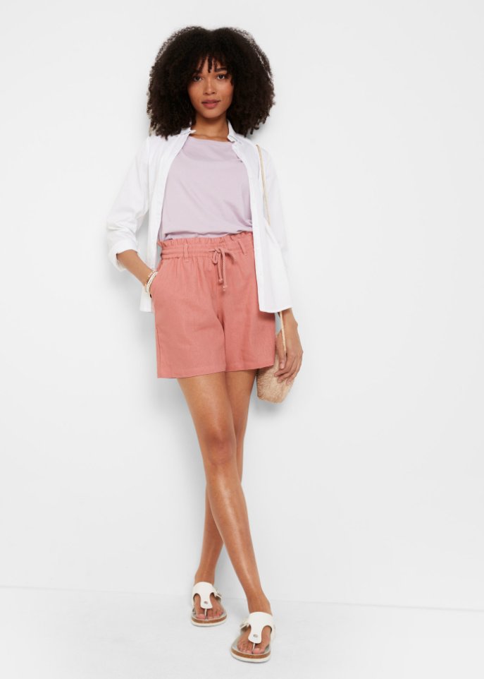 Leinen-Paperbag-Shorts
