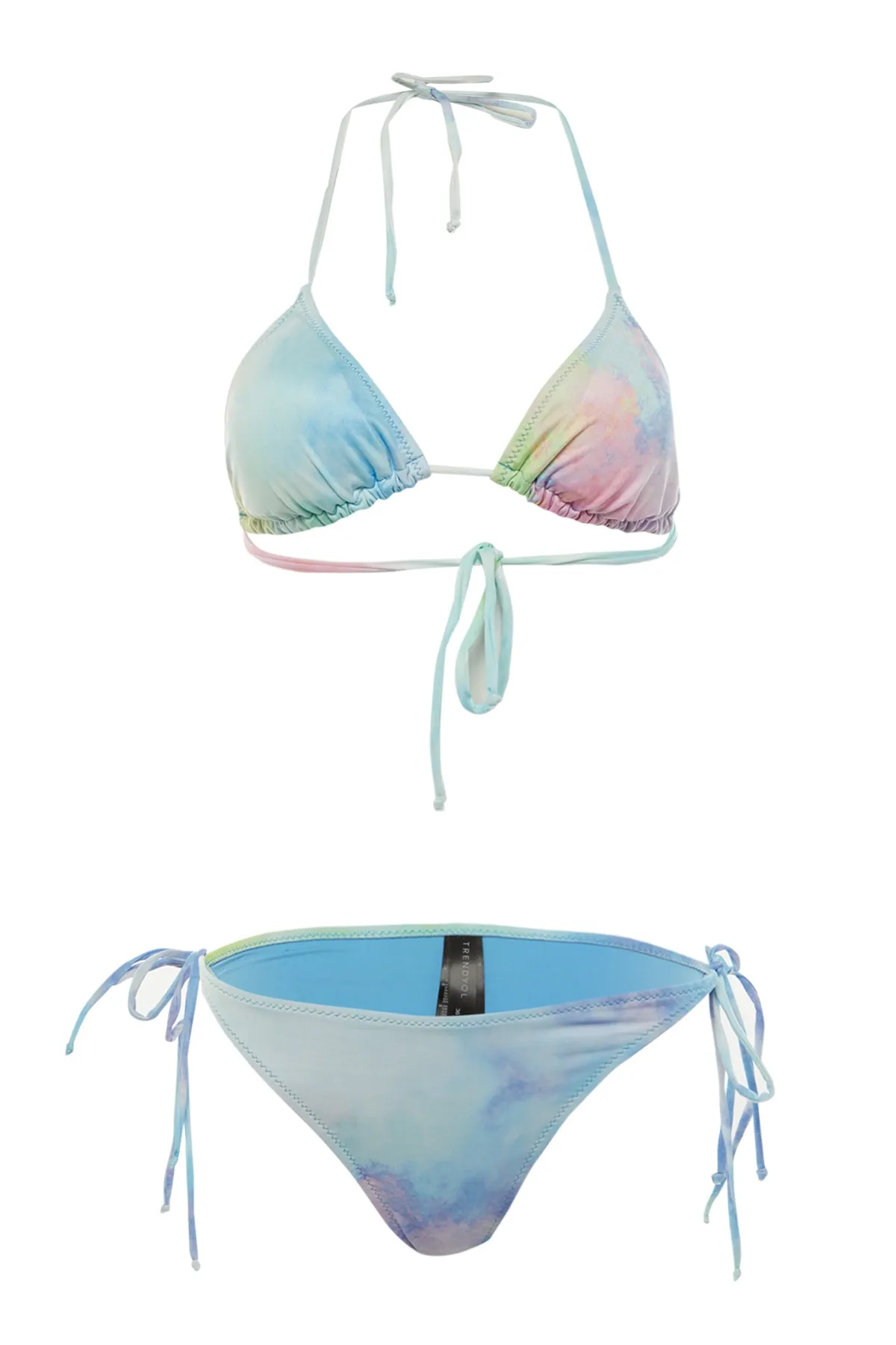 Trendyol Collection  Blaues, dreieckiges Bikini-Set zum Binden, reguläre Passform TBESS22BT0003
