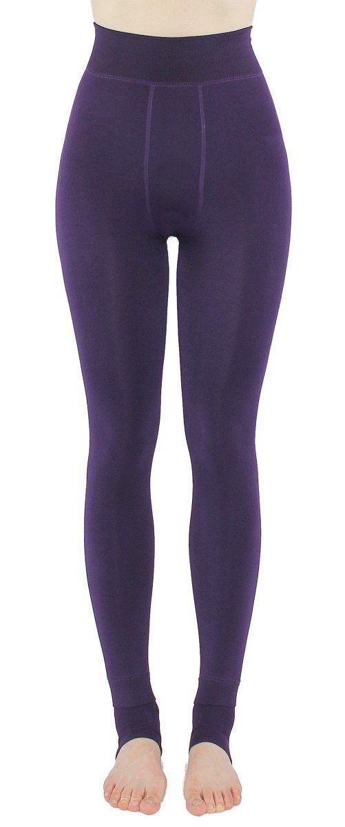 dy_mode Thermoleggings Damen Thermo Leggings Winterleggings Gefütterte Leggins Unifarben, mit Fußknöchel-Verlängerung