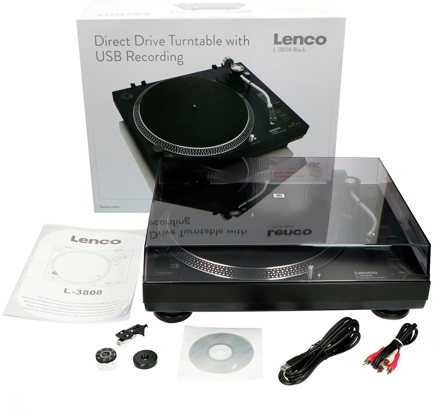 Lenco L-3808 Plattenspieler (Direktantrieb, mit Direktantrieb)