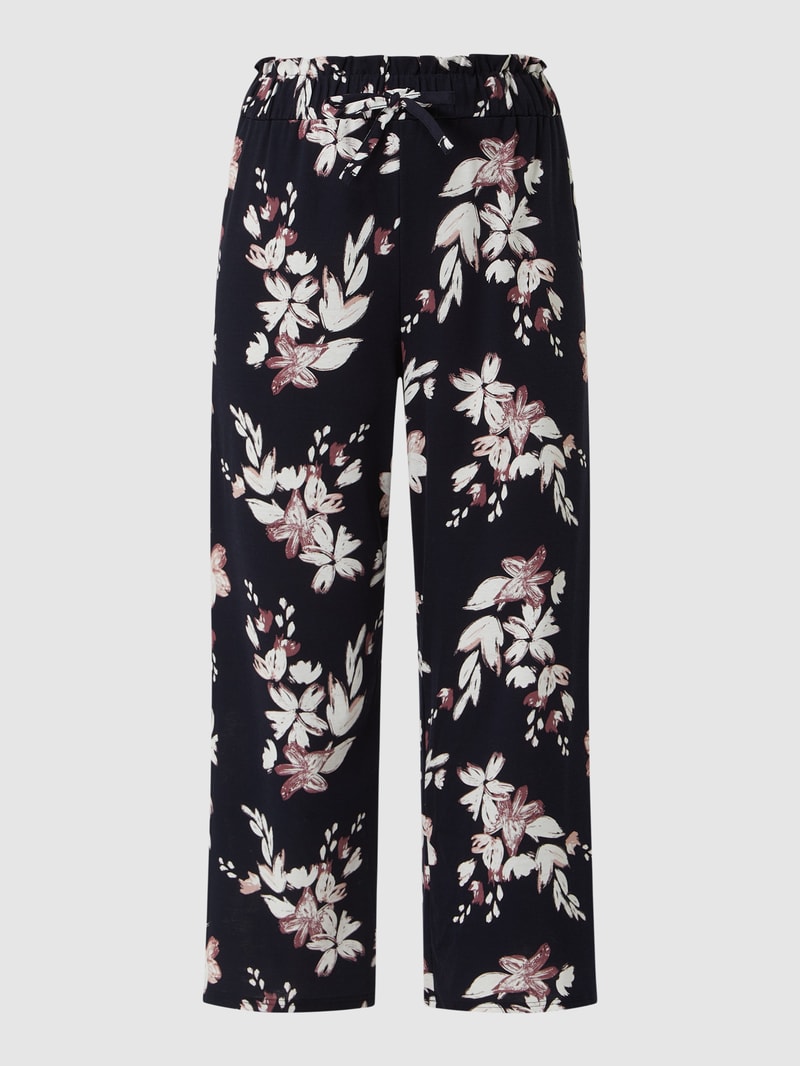 Lounge-Hose mit floralem Muster in marineblau
