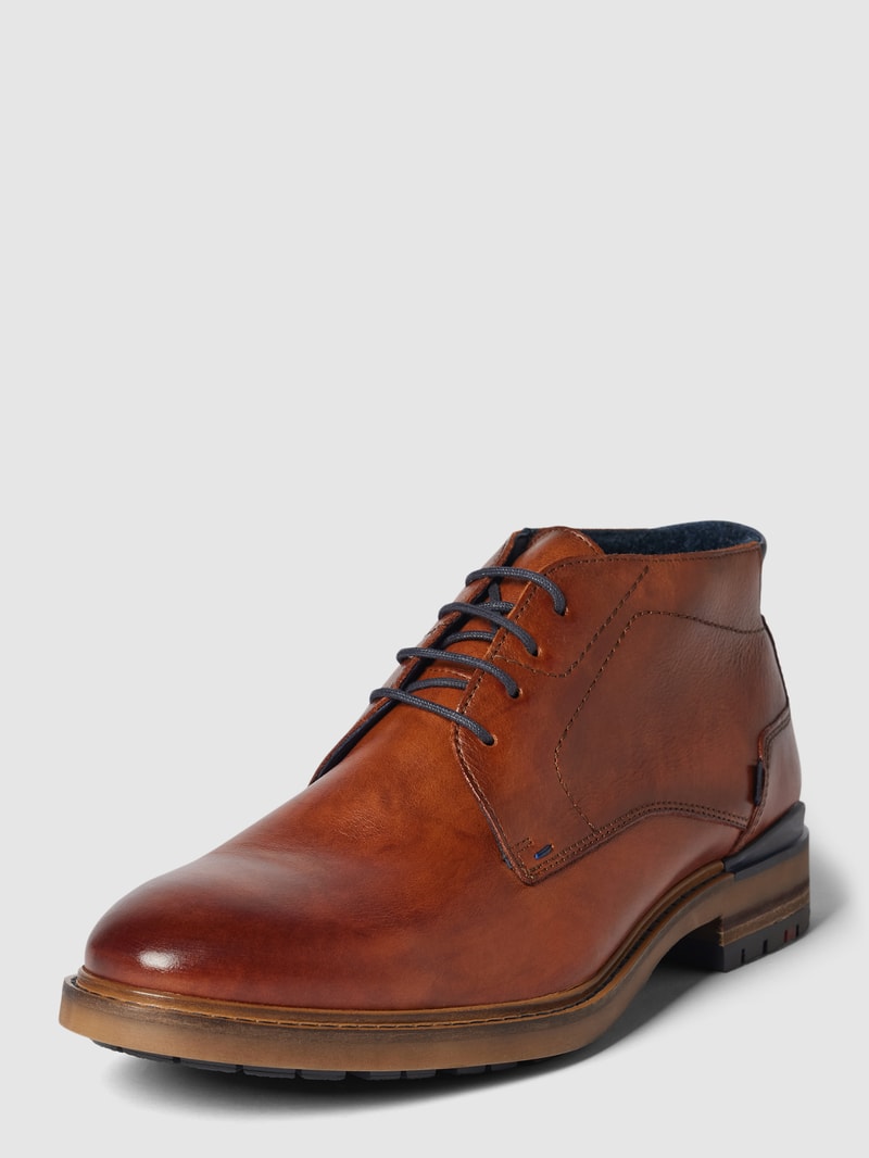 Schnürschuhe aus echtem Leder Modell 'HENGELO' in cognac