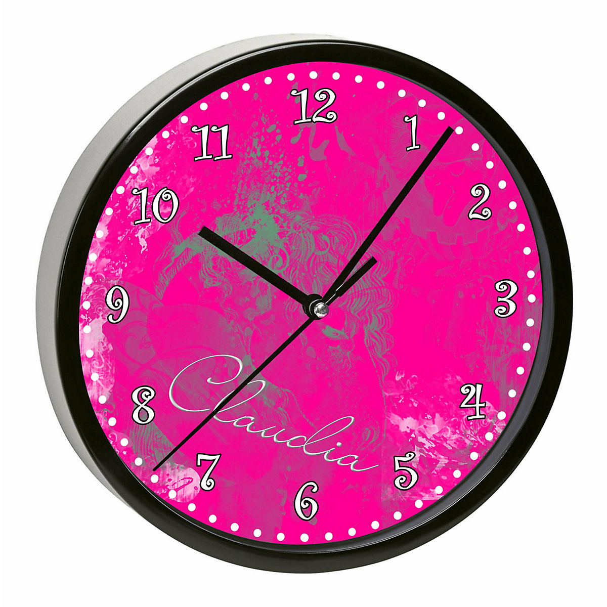 Kinder Wanduhr personalisiert mit Name Traum Pink