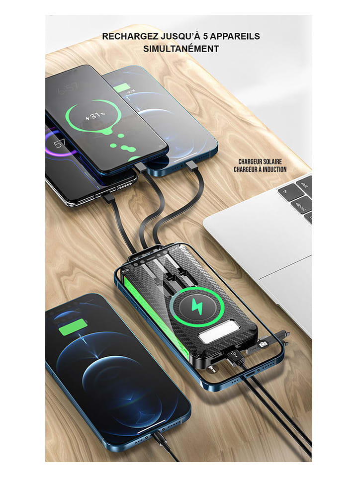 SmartCase Solar-Powerbank in Schwarz/ Grün - 20.000 mAh günstig kaufen onesize