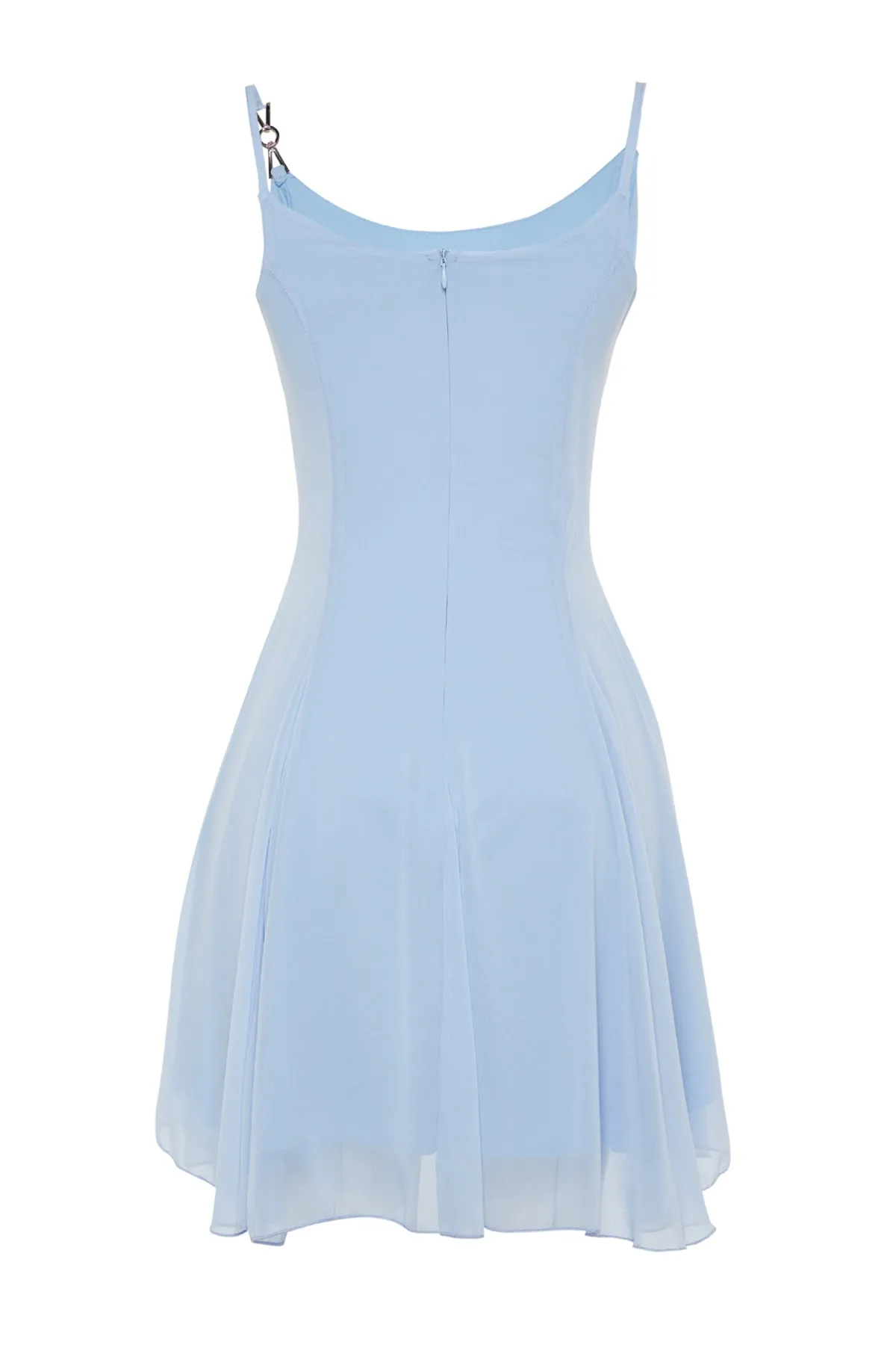 Trendyol Collection  Hellblaues elegantes Abendkleid aus Chiffon mit offener Taille/Skater-Futter TPRSS23EL00033