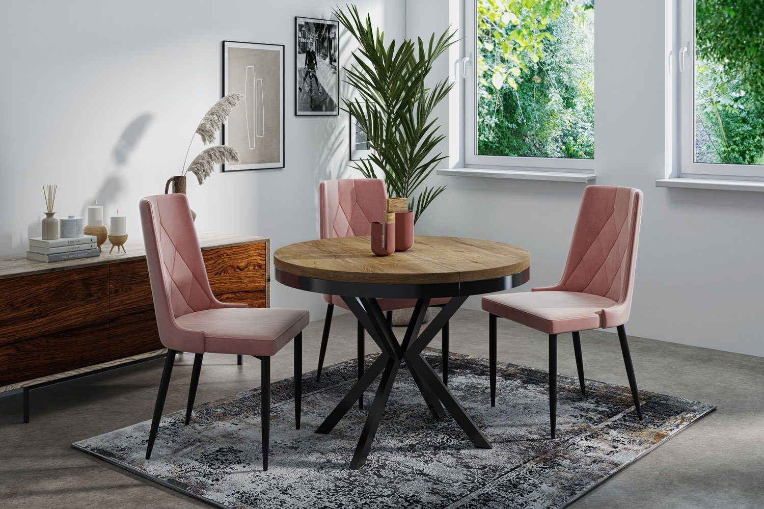 WFL GROUP Esstisch Ross, Tisch im Loft-Stil mit Metallbeinen