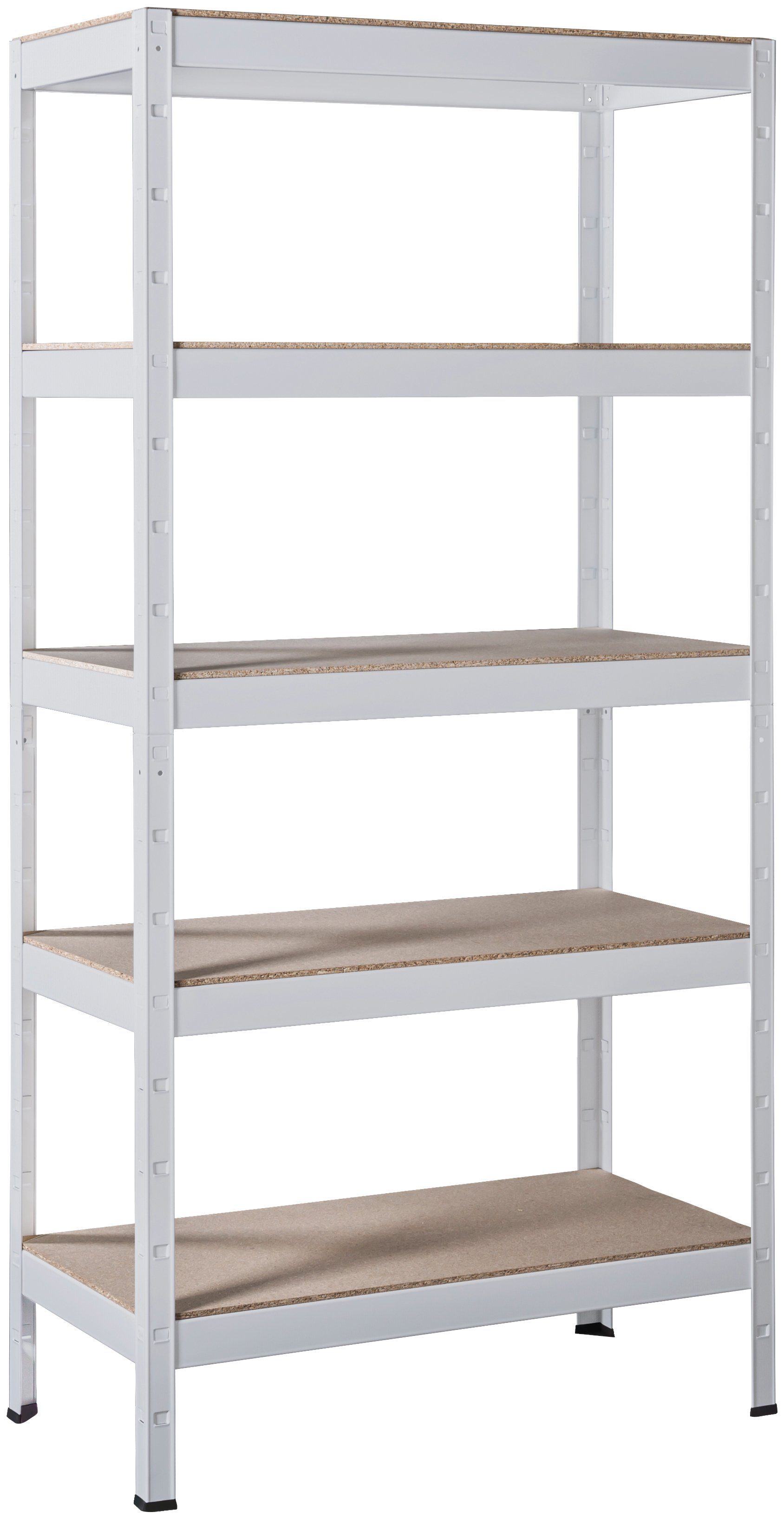 SCHULTE Regalwelt Schwerlastregal Stecksystem-Grundregal, Metall weiß, 1800x900x450 mm, 5 Holzböden