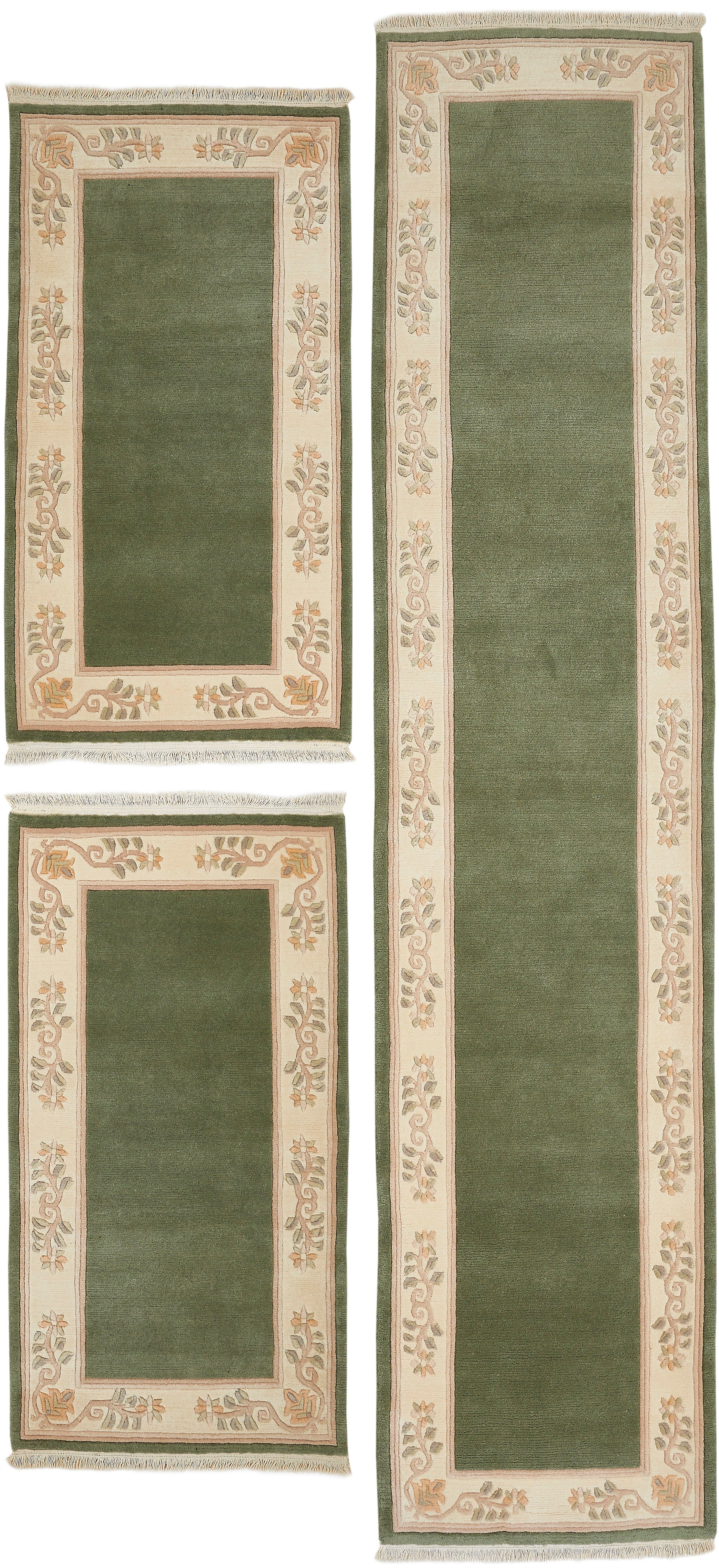 Bettumrandung Bettvorleger Adour LUXOR living, Höhe 18 mm, (3-tlg), Läufer-Set, reine Wolle, handgeknüpft, mit Bordüre und Fransen