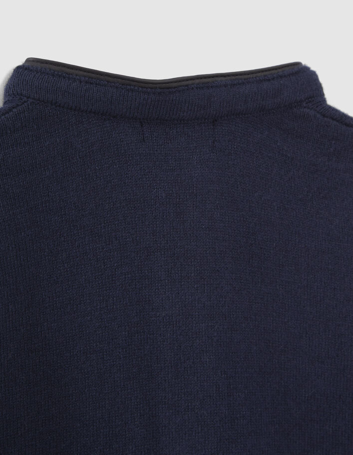 Pull marine tricot à col tunisien garçon