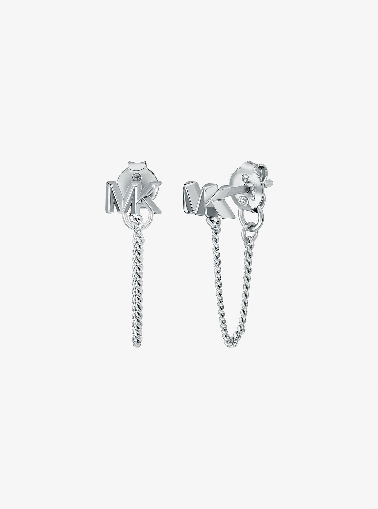 Orecchini a catena con logo in argento sterling placcato metallo prezioso - ARGENTO