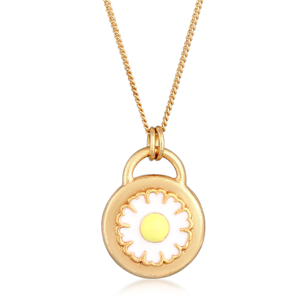 Elli Elli Collier Pendentif marguerite pour Femmes Ludique avec émail en argent sterli Bijoux