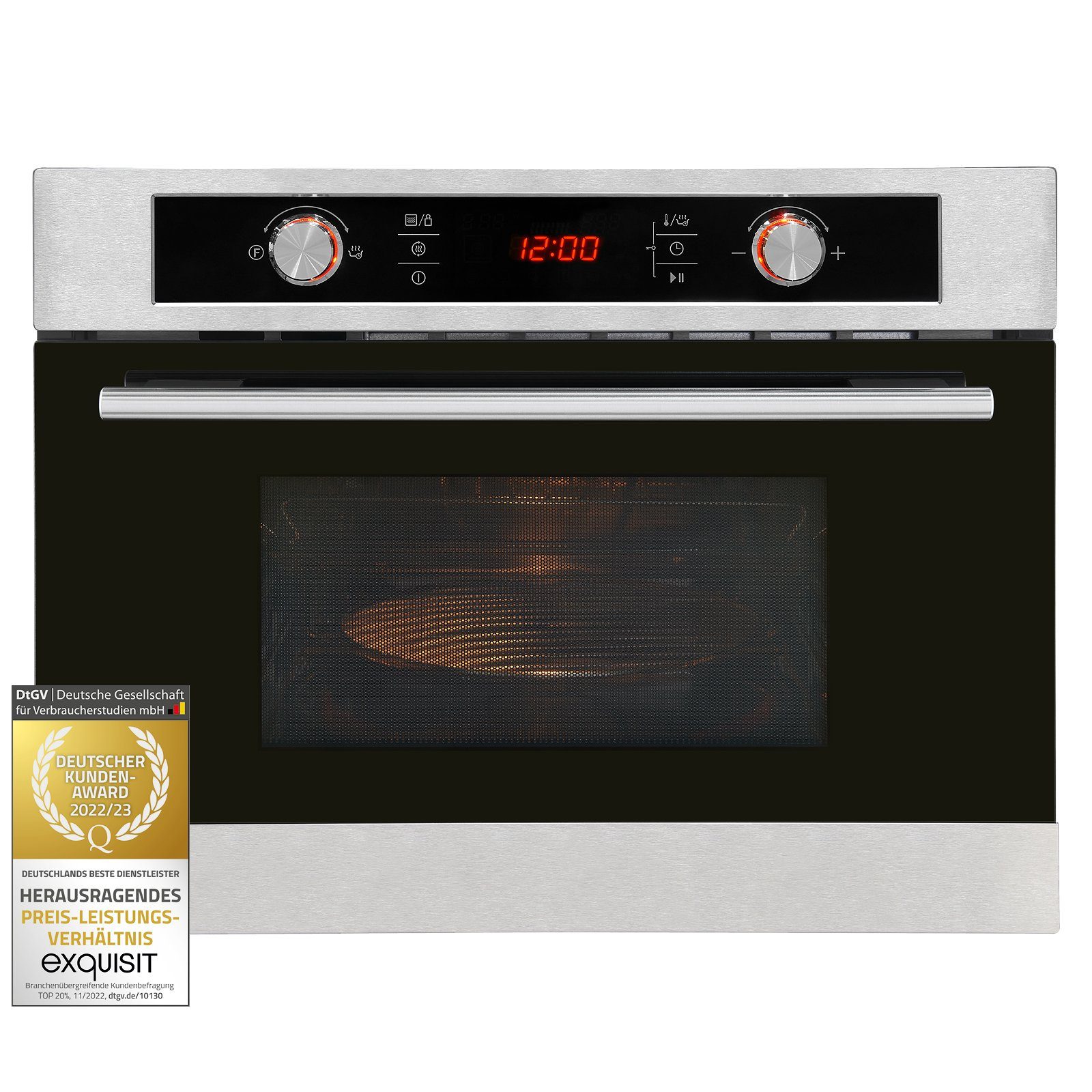 exquisit Einbau-Mikrowelle EBM 4544 Hi, Mikrowelle mit Backofenfunktionen, Heißluft, Grill, Kombi-Funktionen, 44,00 l, mit Auftaufunktion, digitaler 90 min. Timer & Touch-Control