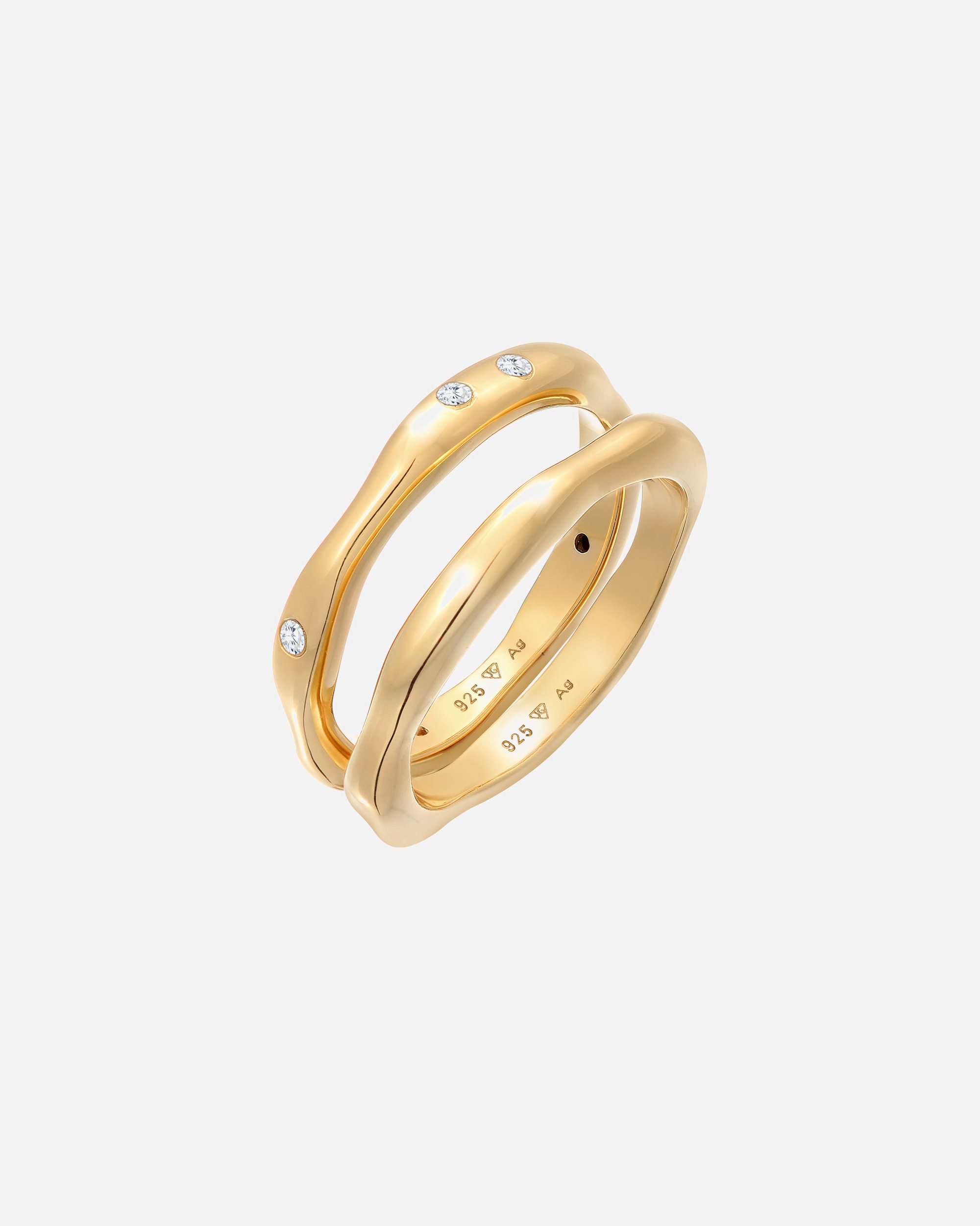 Elli ženski set od 2 basic prstena s kubnim cirkonima od 925 sterling srebra