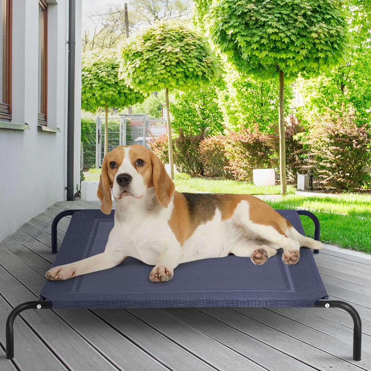 Costway Hundebett Metall Sommer, Hundeliege Garten