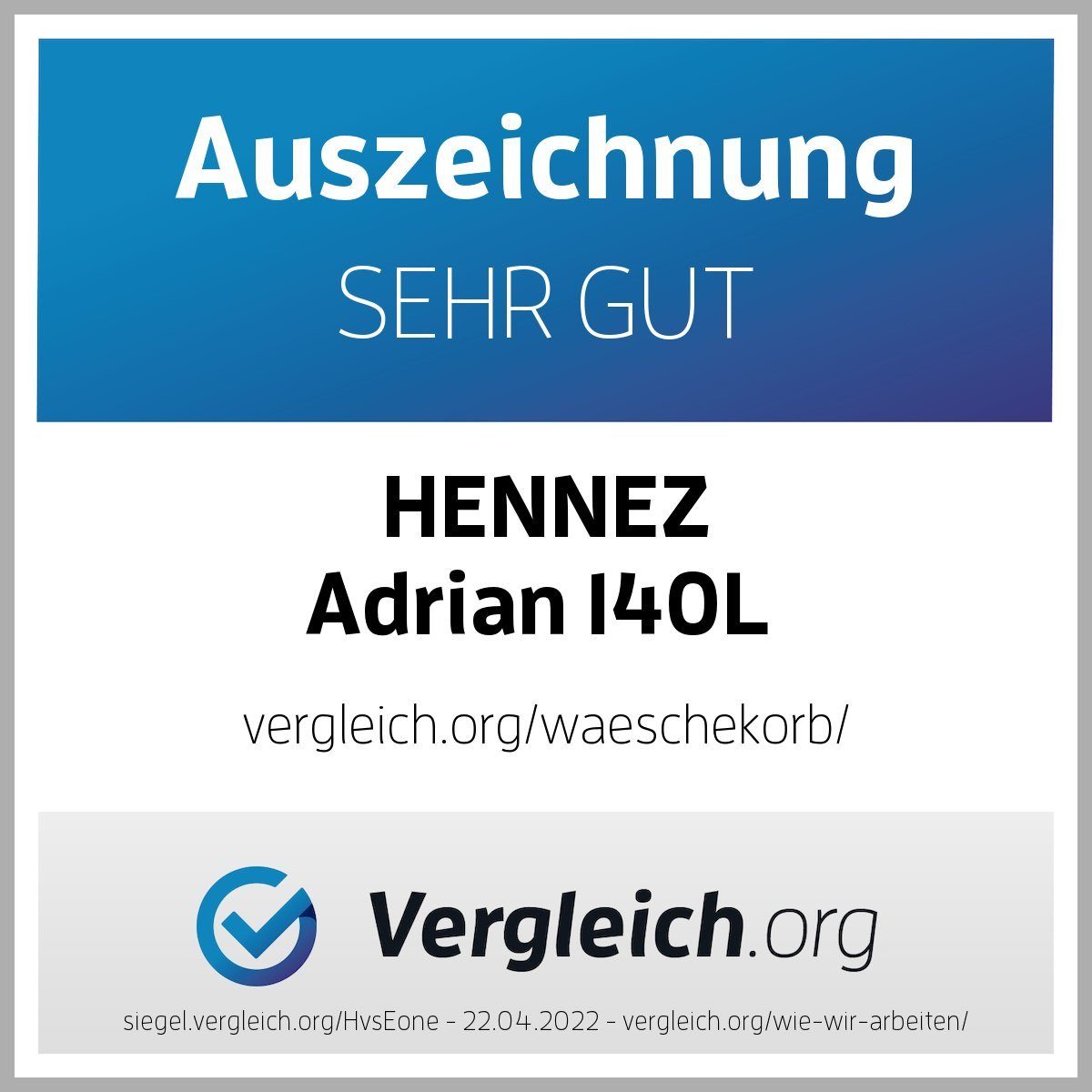 HENNEZ Wäschekorb 140 L mit Deckel, 2 Fächer (inkl. 2 herausnehmbare Wäschesäcke), Wäschesammler schmal 57 x 38 x 67 cm (L x B x H)