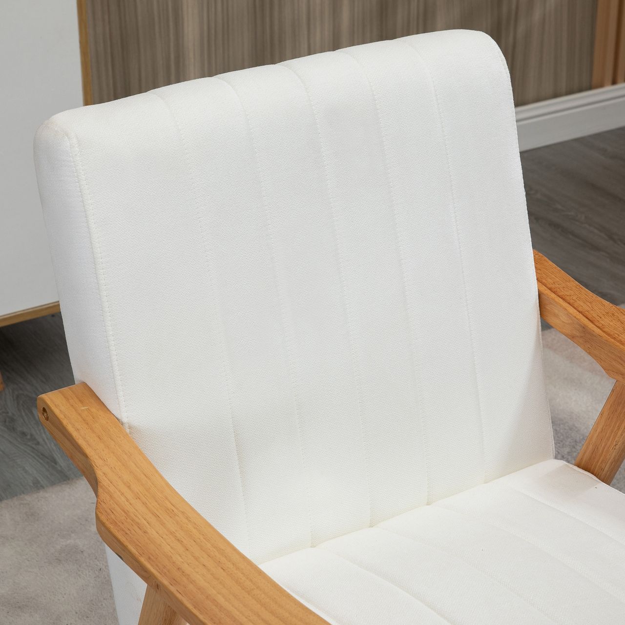 HOMCOM Polstersessel Wohnzimmersessel mit Armlehnen Naturholz Farbe: Creme