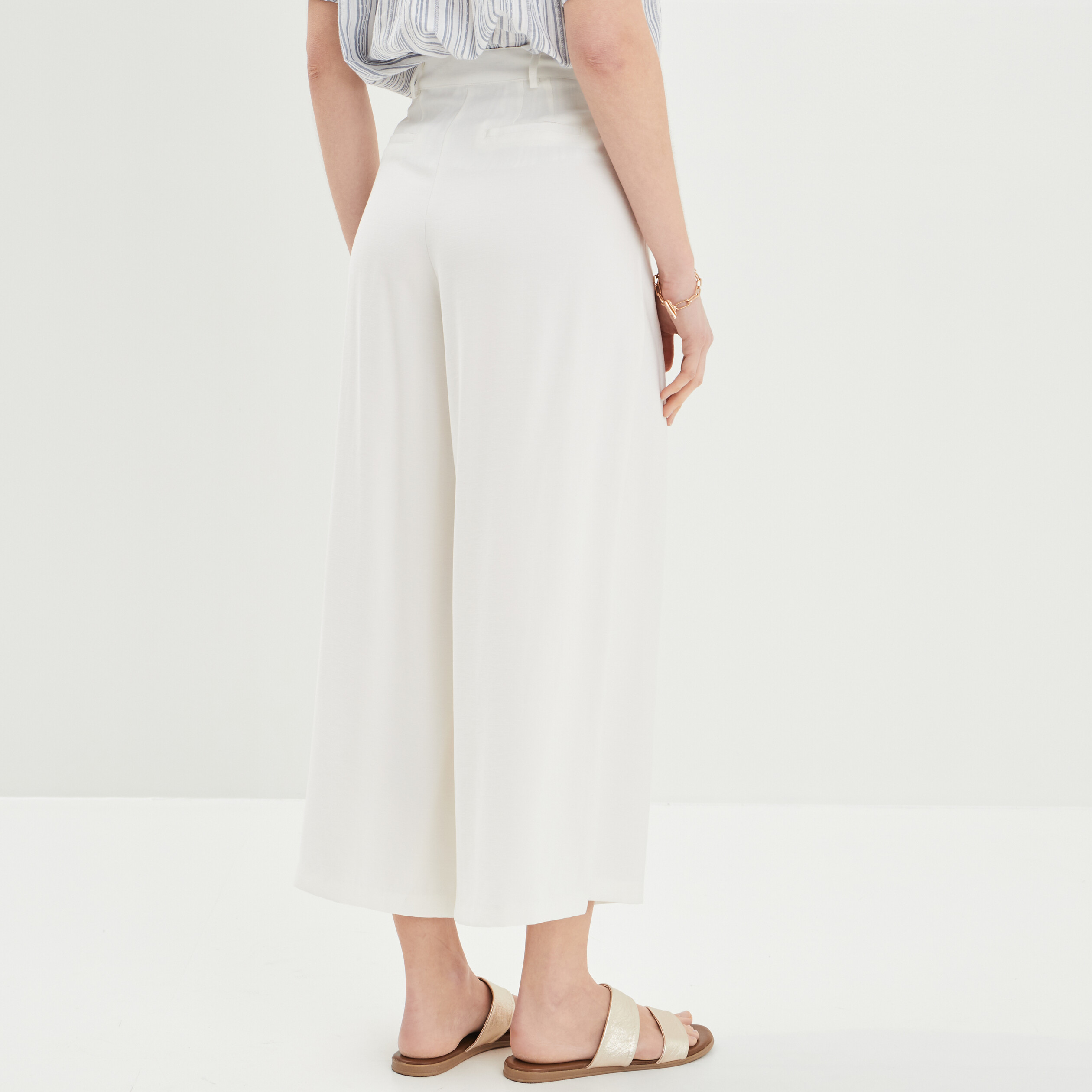 Jupe-culotte large blanc femme | La Halle