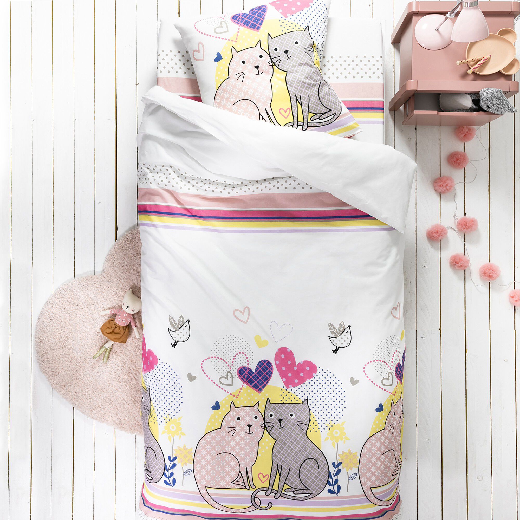 Linge de lit enfant à motifs chats Chamour 1 personne
