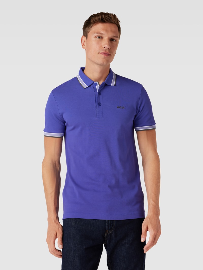 Poloshirt mit Label-Stitching Modell 'PADDY' in lila