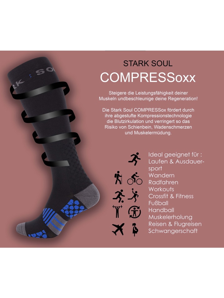 Stark Soul® COMPRESSox – Unisex Kompressions-Sportsocken in schwarz günstig kaufen