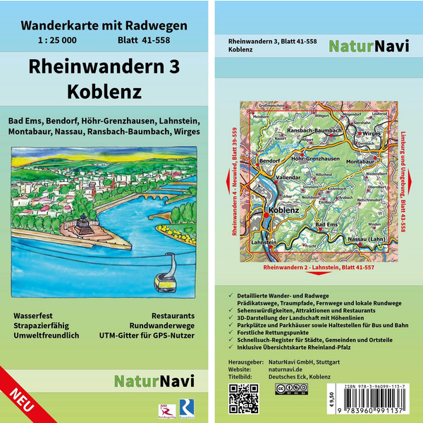 RHEINWANDERN 3 - KOBLENZ 1:25 000 - Wanderkarte