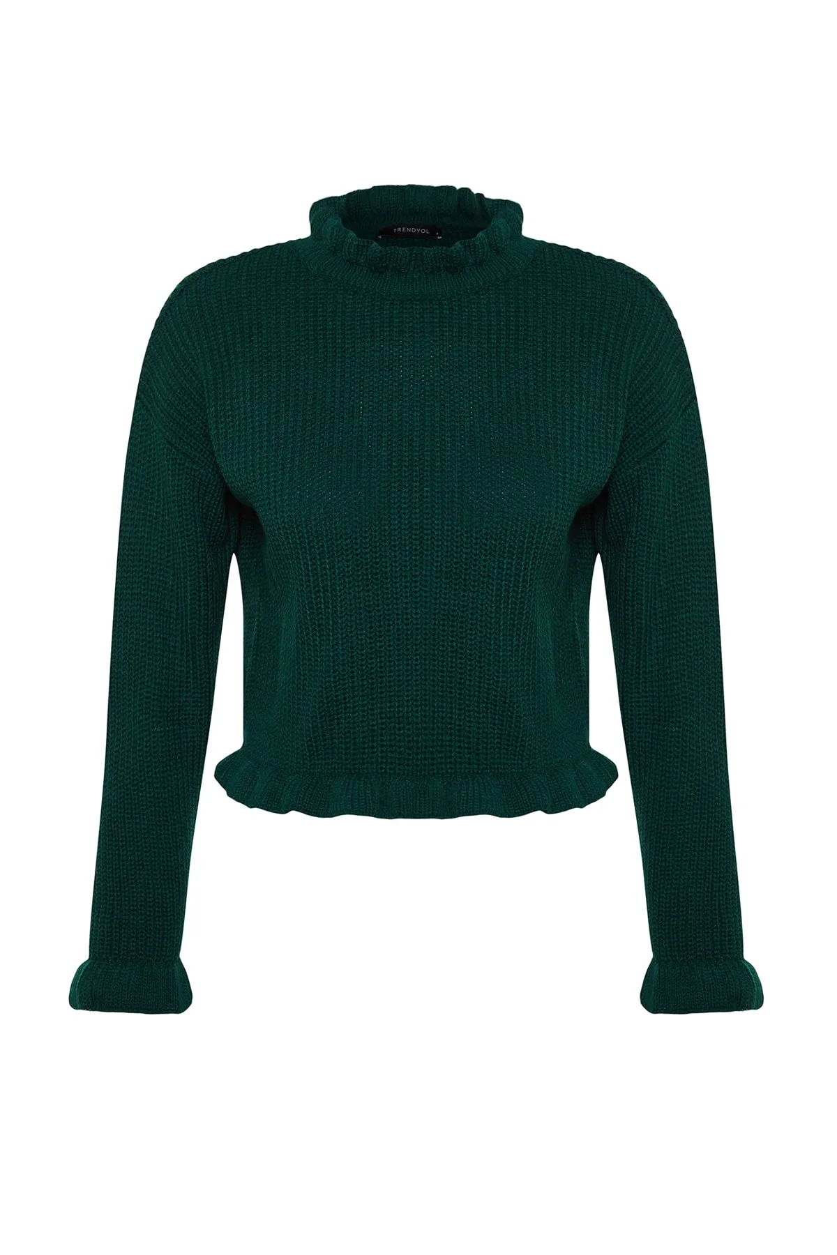Trendyol Collection  Smaragdgrüner kurzer Strickpullover TWOAW22KZ0530