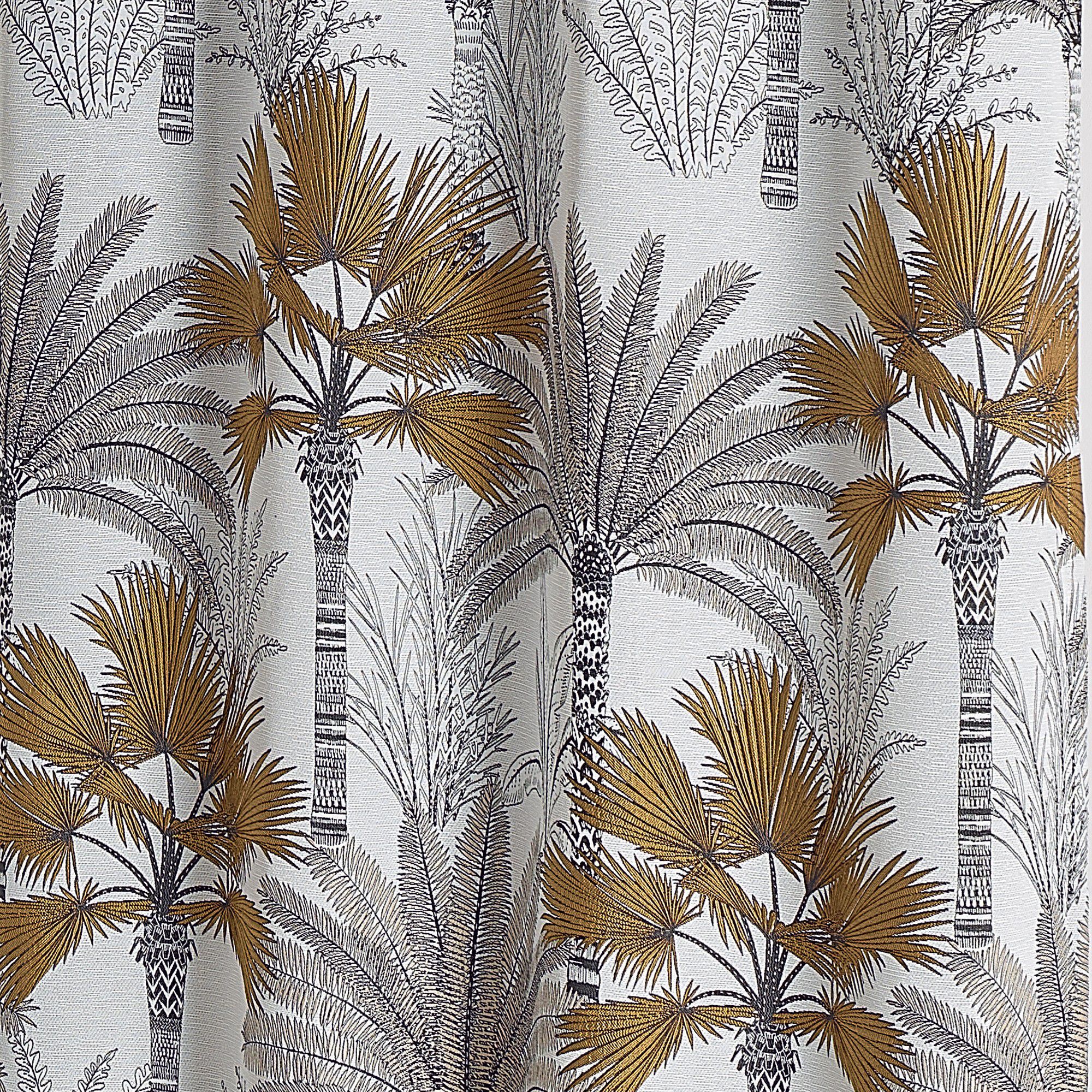 Rideau jacquard motif palmiers finition oeillets