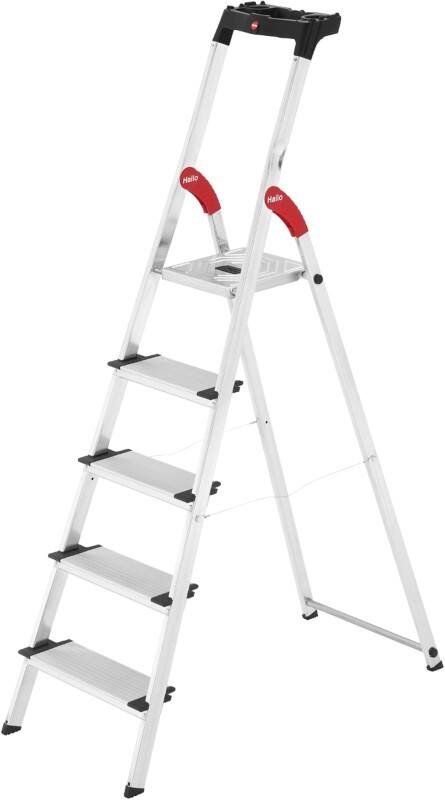 Hailo Stufenleiter L80 Comfortline Silber 4 Stufen 45 x 85 x 146 cm