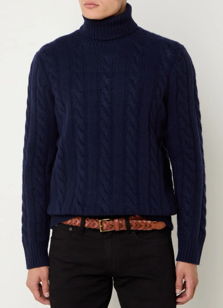 Ralph Lauren  Kabelgebreide coltrui in kasjmierblend