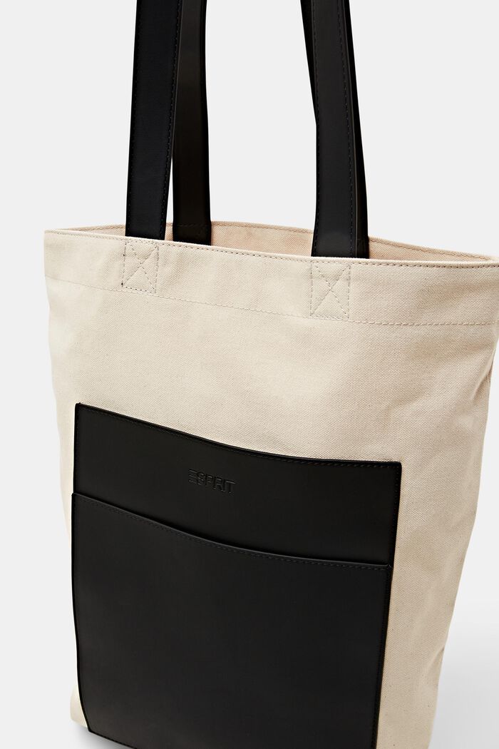 Tote aus Baumwollcanvas mit Details in Lederoptik
