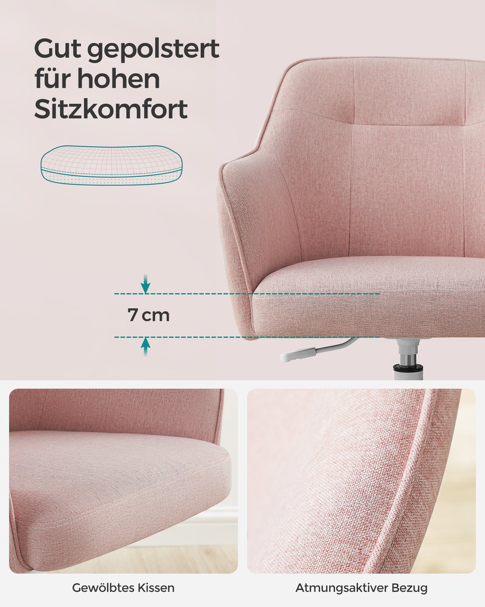 SONGMICS Bürostuhl (1 St), höhenverstellbar, atmungsaktiv, Home-Office