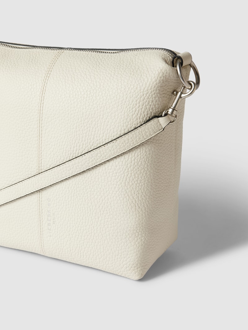 Hobo Bag aus Leder mit Label-Detail Modell 'AISSA' in ecru