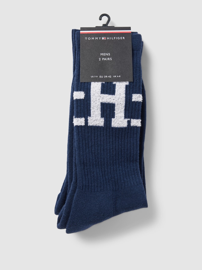 Socken mit Label-Detail Modell 'Sport' im 2er-Pack in dunkelblau