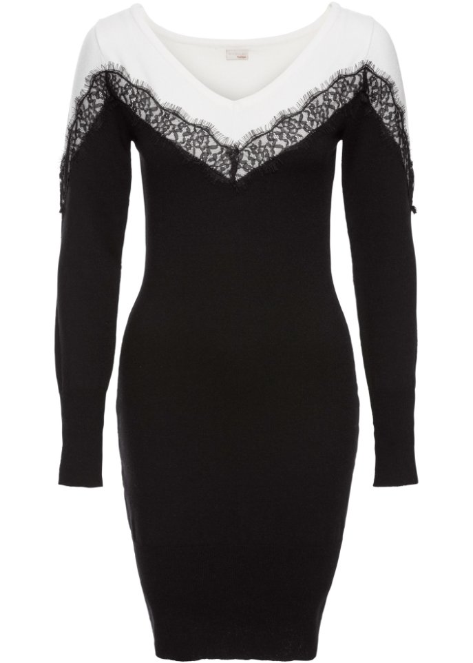 Strickkleid mit Spitzeneinsatz