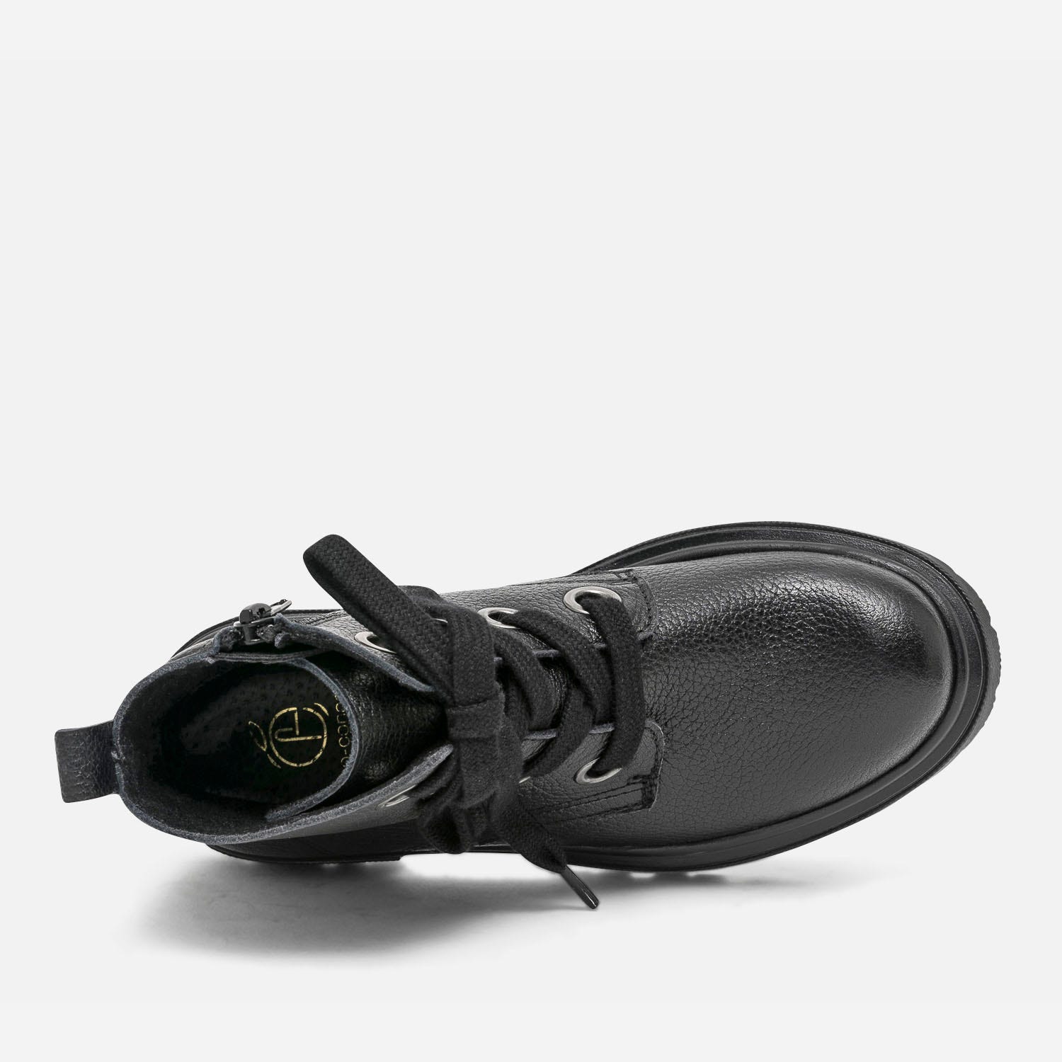 Bottine à lacet noire éco-conçue en cuir