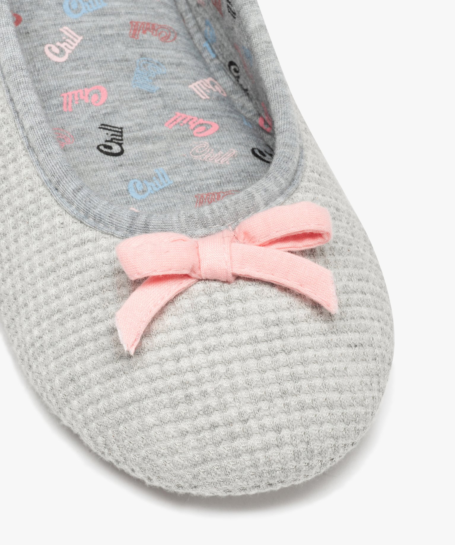 Chaussons femme ballerines unies en nid d’abeille gris | GEMO