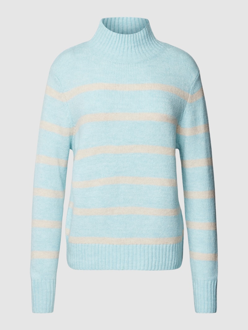 Strickpullover mit Stehkragen in bleu