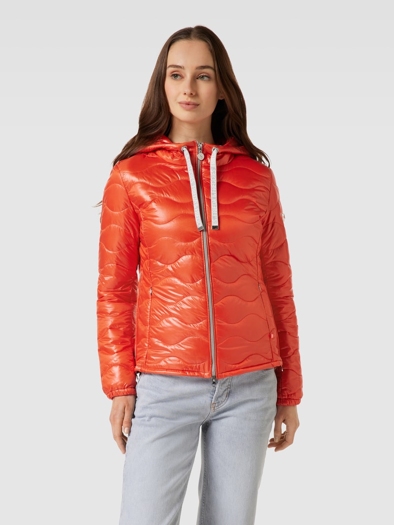 Steppjacke in Glanz-Optik in orange