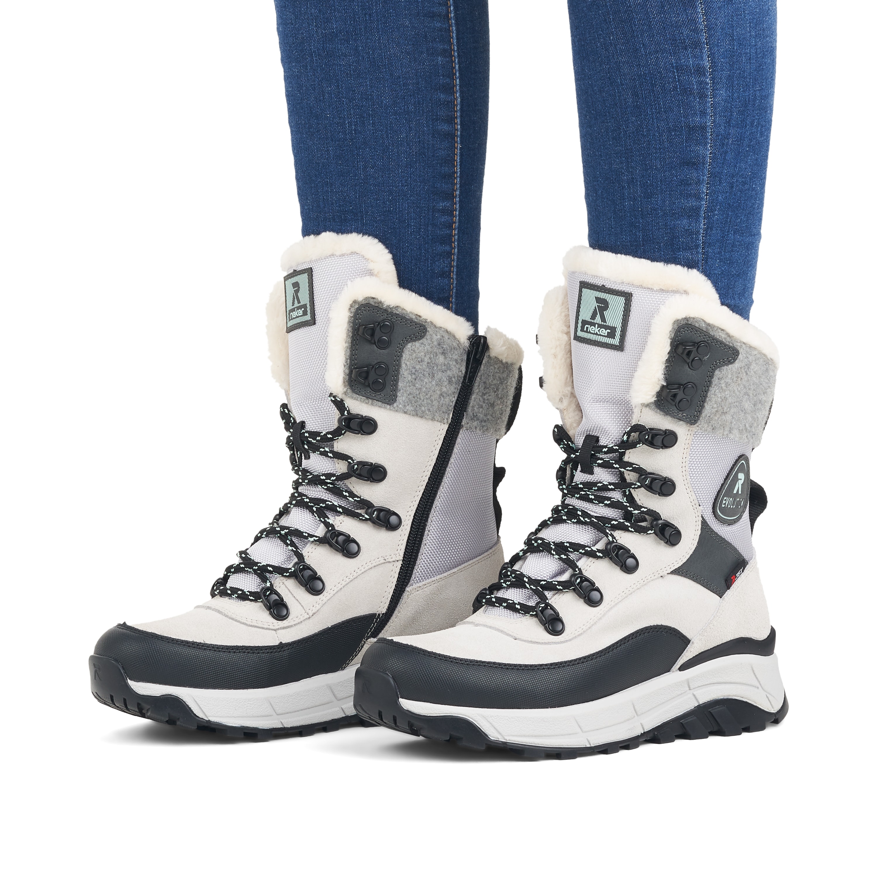 Rieker Damen Schnürstiefel creamy-white black