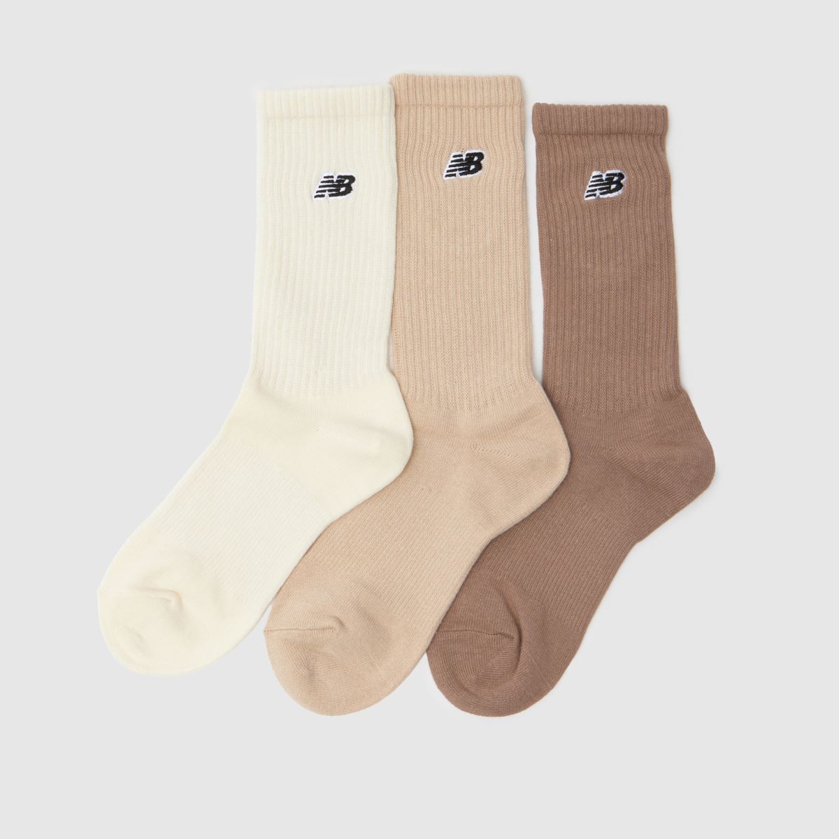 New Balance beige stickade barnstrumpor med logotyp, 3-pack