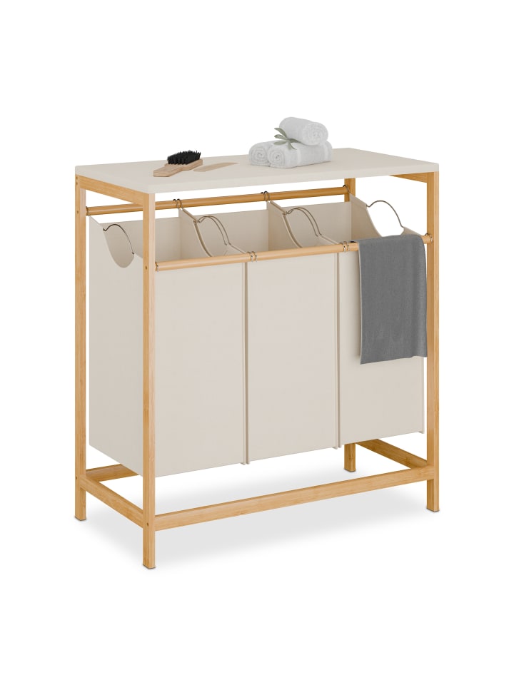 relaxdays Wäschesammler in Natur/ Creme  - (B)78,5 x (H)84,5 x (T)40 cm günstig kaufen onesize