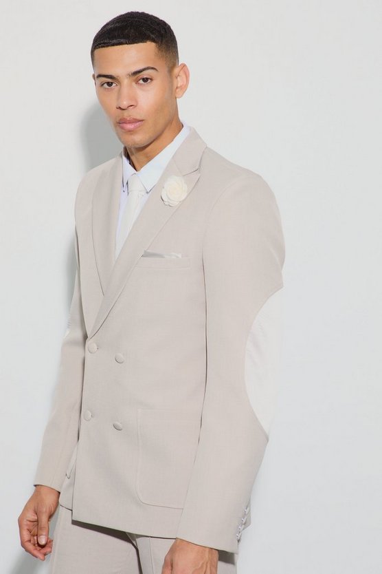 Strukturierter zweireihiger Blazer mit Aufnähern