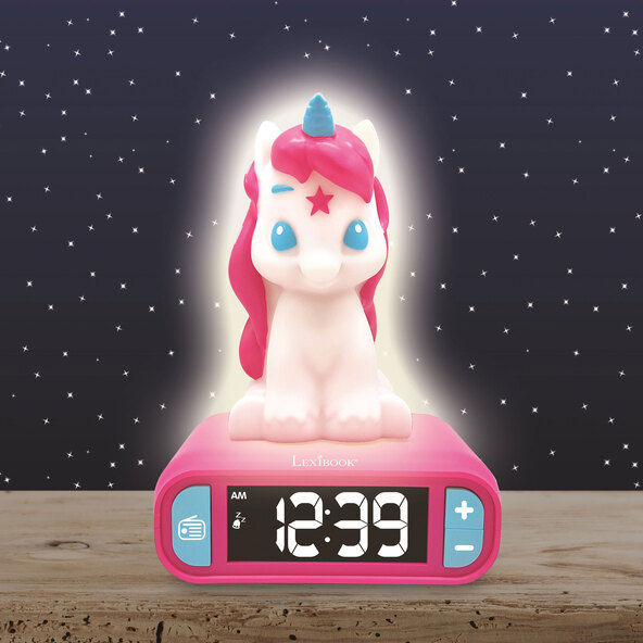 Digitaler Kinder-Wecker Einhorn, mit 3D Nachtlicht-Figur