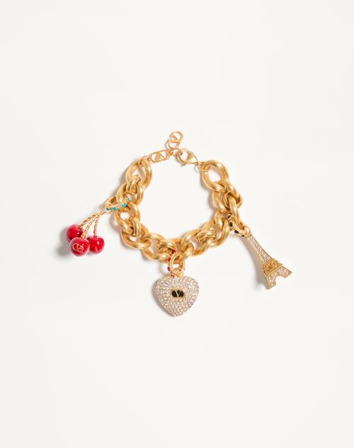 Pulseira Chez Valentino em metal, esmalte e cristais Swarovski®