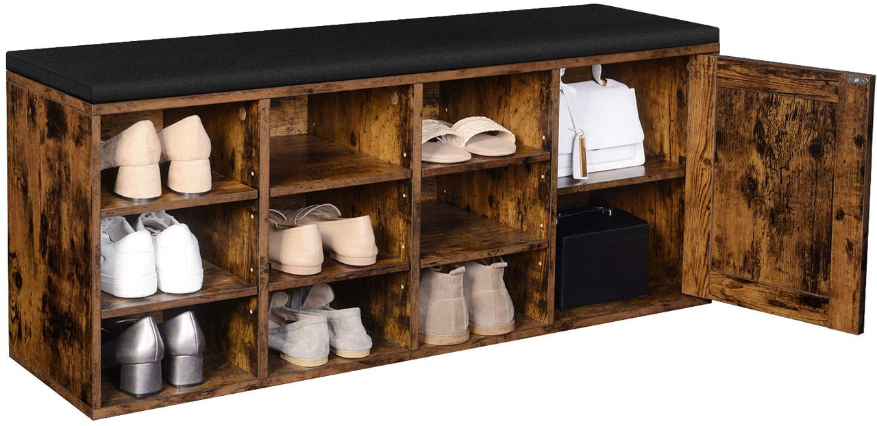 Vasagle Schuhbank, 110x30x48cm, Rustikales Braun
