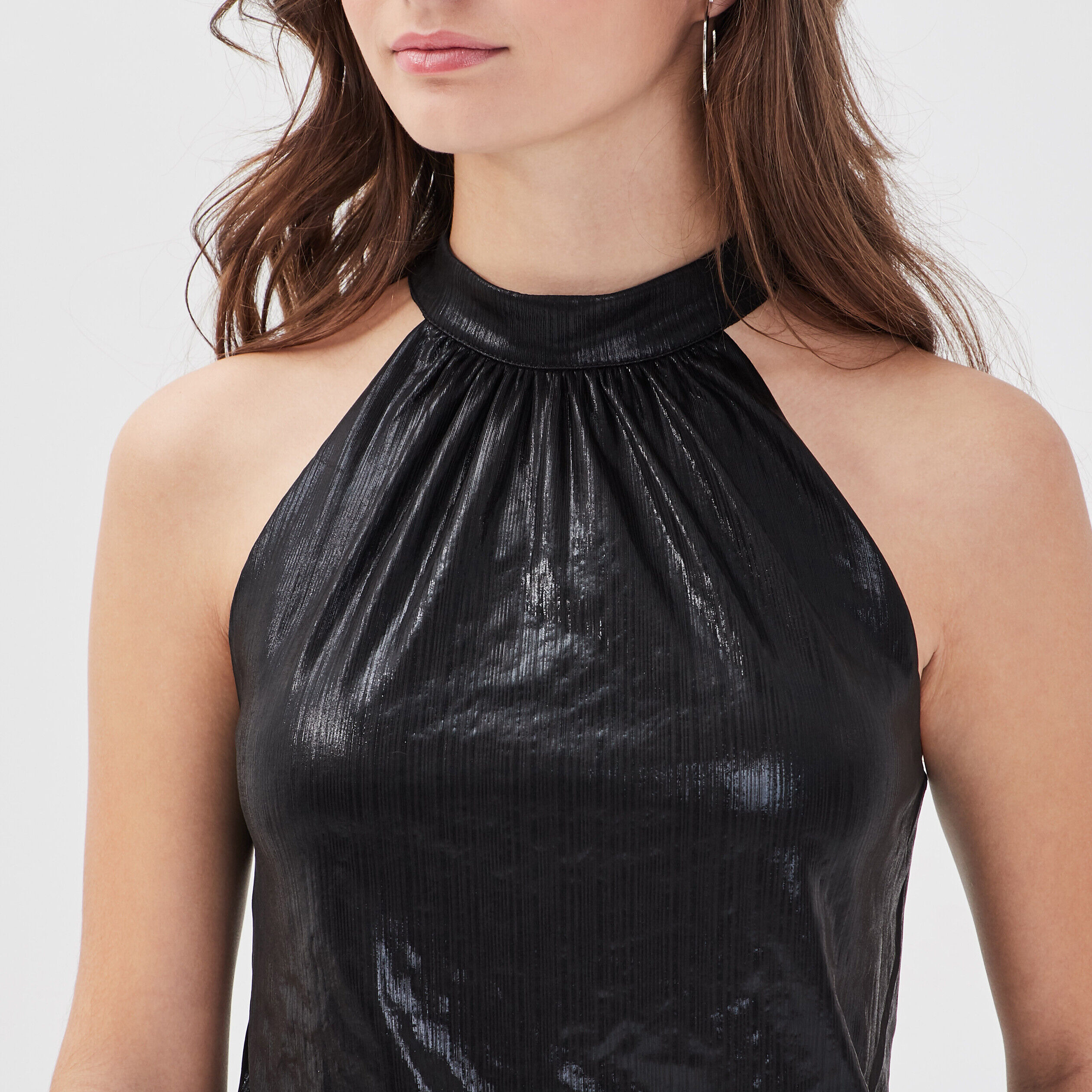 Robe évasée sans manches noir femme | Cache Cache