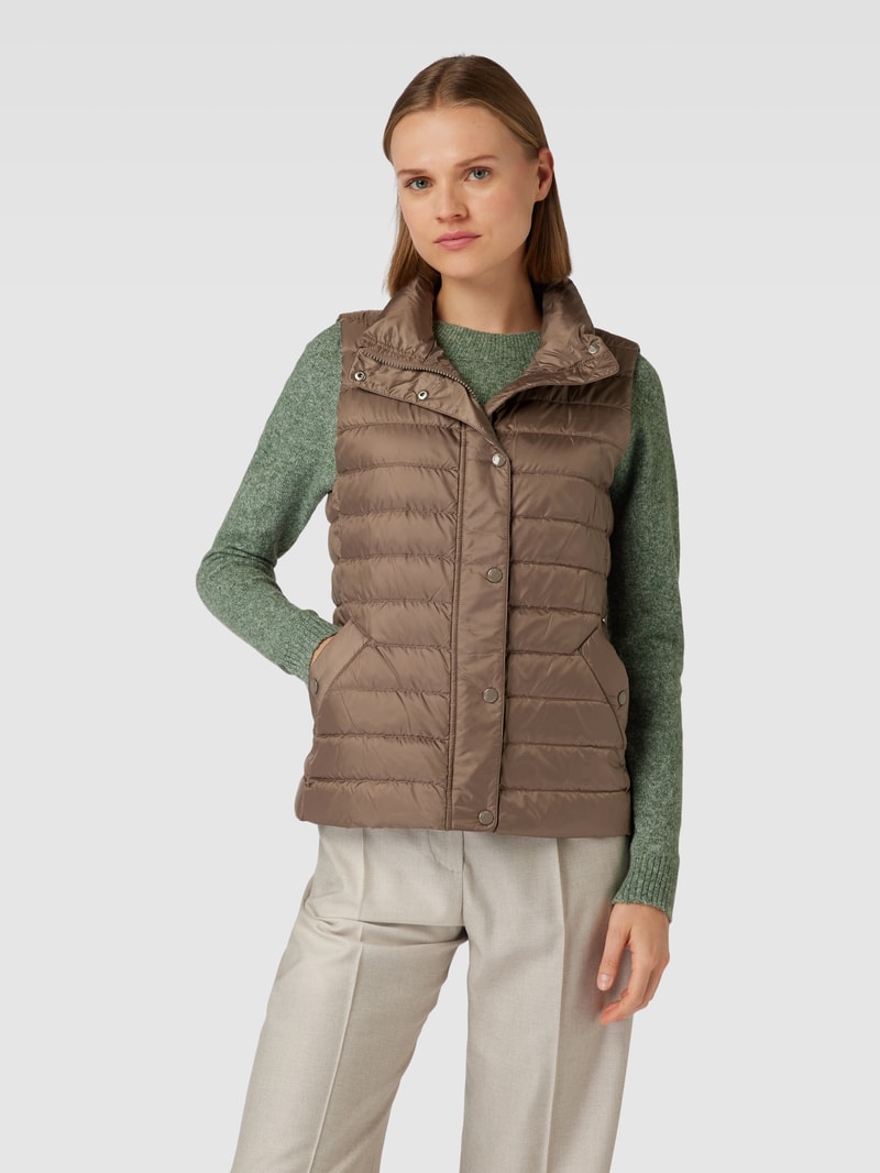 Steppweste mit Label-Detail in taupe