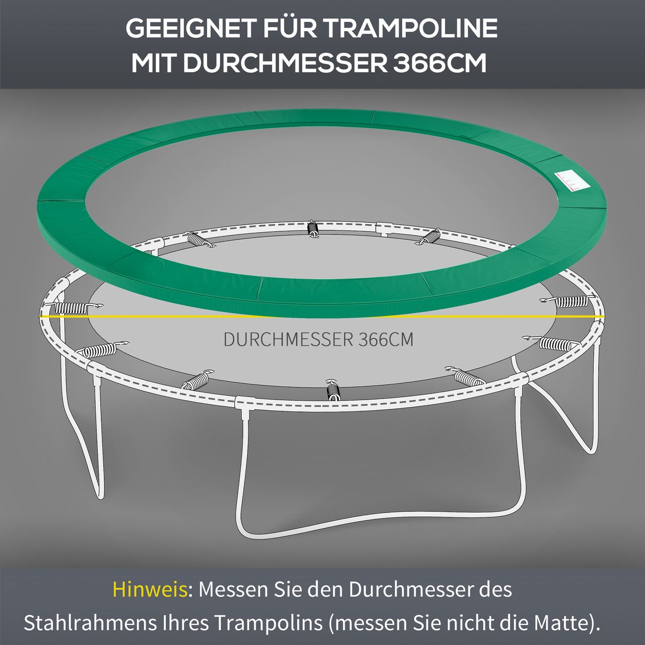 HOMCOM Trampolin Randabdeckung Sicherheitsnetz 8ft 10ft 12ft 15ft Randabdeckung: Ø366 cm-Grün (Trampolin nicht inbegriffen)